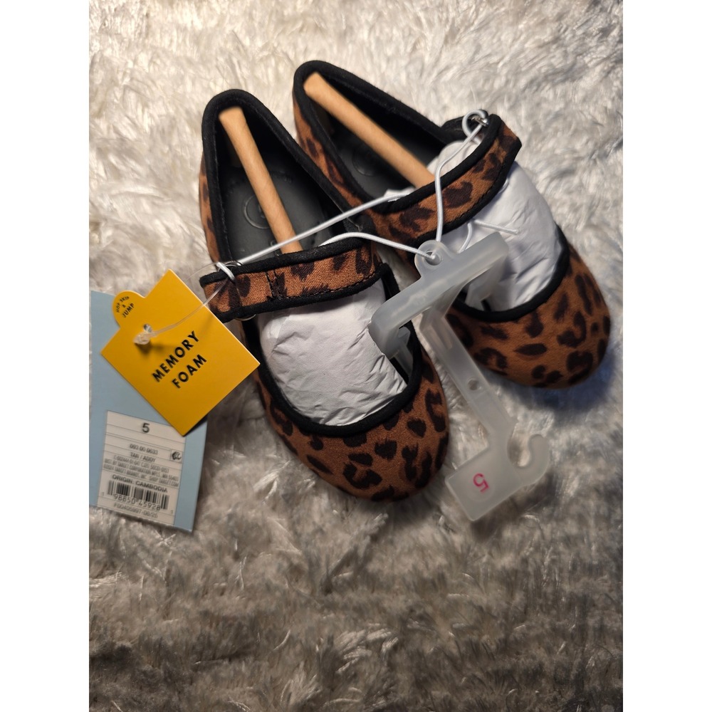 Cat & Jack Addy Toddler Girls Leopard Printβ Mary Jane Flats Tan Size 5 NWT